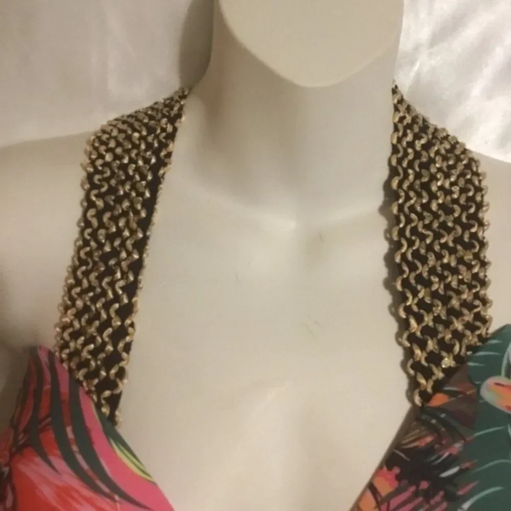 Shein Pink Tropical Stitch Pushup One Piece Swimsuit Bikini L - Picture 7 of 11